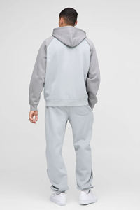 OEM personalizado Logo Streetwear maternidad chándales holgados Zip up Sudadera con capucha pierna recta pantalones de chándal Unisex de gran tamaño 2 piezas Set - Product Image 2