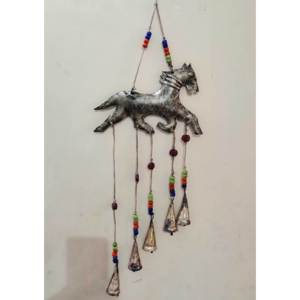 Recycled Iron Horse Wind <b>Chime</b> <b>Bells</b> Antique Bronze Indoor Patio Wall Hanging Decor Rustic Design Style - Product Image 2