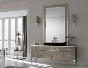 Mueble de Baño de Lujo Moderno, Suspendido en la Pared, con Doble Lavabo, Acabado en Laca de Alto Brillo, Encimera de Mármol, Espejo, Tamaño Personalizado, Turquía - Product Image 4