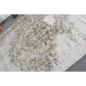 Alfombra clásica de lana turca Vintage de 5,6x9,8 pies, verde Beige, área rectangular grande para sala de pasillo, mosaico con respaldo de látex abstracto - Product Image 5