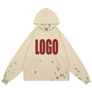 Ensemble de survêtement unisexe en molleton épais avec logo Distress Patch, effet délavé à l'acide, deux pièces, sweat-shirt à fermeture éclair et pantalon de survêtement - Product Image 1