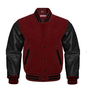 OEM Service Custom Embroidered Logo <b>Black</b>/<b>Red</b> <b>Varsity</b> <b>Jacket</b> Comfortable Professional Design Stand Collar Canvas for Spring - Product Image 1