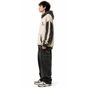 Sudadera con Capucha Extra Grande para Hombre, de Algodón Grueso, con Estampado en Aerosol, Bolsillo, Diseño de Alas Rojas, para Otoño - Product Image 5