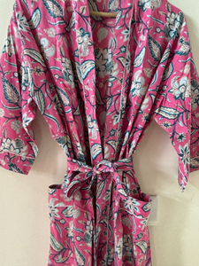 Kimono Japonés Hecho a Mano de Algodón con Estampado Floral para Mujer, Bata Única para Playa, Ropa de Estar y Dormir, Kimono Cómodo - Product Image 6