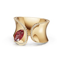 Bague ouverte pour homme en argent 925 avec pierres précieuses, design original de bijoux, fabricant de luxe, bords torsadés, rubis, zircone cubique taille marquise