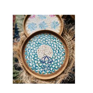 Wholesale New Design <b>Small</b> Rattan Tray <b>Basket</b> Handmade Craft Placemat Decoration Home - BLUE LOTUS From Vietnam - Product Image 6