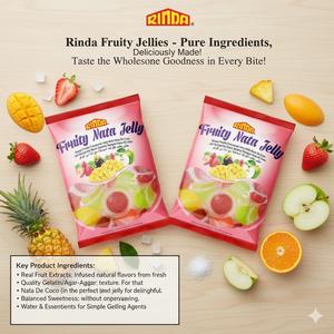 Bonbons pour enfants Rinda gelée halal aromatisée aux fruits mélangés avec nata de coco produits de Malaisie - Product Image 4
