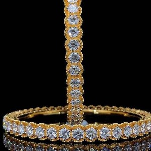 Brazaletes de diamantes cultivados en laboratorio de alta calidad, joyería nupcial de corte redondo, venta al por mayor, brazalete de eternidad de oro de 14KT, diamantes brillantes redondos - Product Image 2