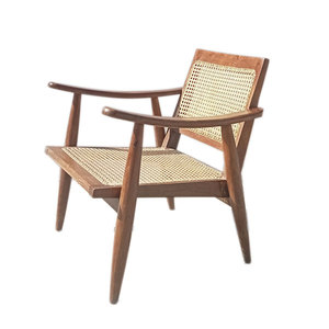 เก้าอี้เลานจ์ลานนิกิตะทำจากไม้สักแข็งและหวายทอที่มีสีน้ำตาลมันวาว - Product Image 3