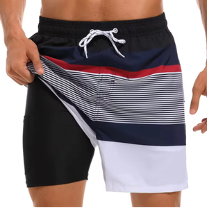 Pantalones cortos de playa de verano 100% de algodón de cintura media para hombre, pantalones cortos informales personalizados con logotipo frontal sólido transpirable de secado rápido - Product Image 4