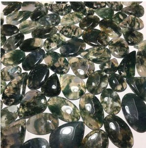 หินอัญมณีทรงหลวมคริสตัลอาเกตอัญมณีธรรมชาติสีฟ้าทรงหลังเบี้ยมอสอาเกตทรงรีตัดทรงรีความสูงได้อย่างยอดเยี่ยม - Product Image 2