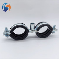 Collier de serrage pour tuyau en acier galvanisé avec doublure en caoutchouc, filetage M7 M8, pour fixation de conduites d'eau