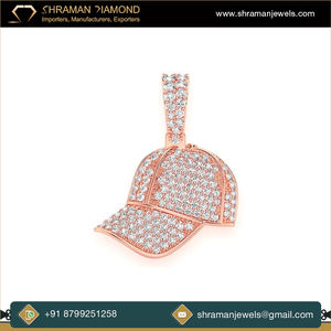 Collar con Colgante de Joyería Hip Hop Única, Oro Sólido de 10K con Incrustaciones de Diamantes Moissanite, Diseño de Gorra de Béisbol, Estilo Deportivo - Product Image 6