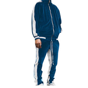 Conjunto de chándal de terciopelo personalizado OEM, diseña tu propio traje de jogging, chándales de terciopelo con cremallera de dos piezas de nailon para hombre, nuevo - Product Image 2