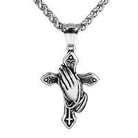 Antike Griechische Betende Hände Halskette Edelstahl-Anhänger für Herren Vintage Streetwear Schmuck Großhandel