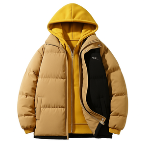 Chaqueta de Invierno 2025 Estilo Coreano para Hombre, Gruesa y Cálida, de Dos Piezas, con Capucha, Cierre de Cremallera, Formal, Resistente al Viento y Versátil - Product Image 1