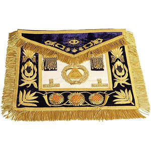 High Quality Customised Freemason Grand Lodge <b>White</b> Leather Lambskin Hand Embroidery Bullion Wire <b>Aprons</b> - Product Image 6