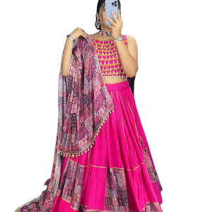El último diseñador de algodón puro Gamthi Work Lehenga Choli de Fab Zone - Product Image 1