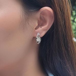 Sólido 10K Oro Blanco Post color Pendientes de aro 14K Oro CALIDAD Pendientes de plata esterlina con acentos para mujeres - Product Image 3