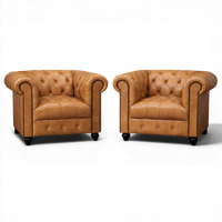 Ensemble de canapés Chesterfield en cuir de buffle AKKU ART EXPORTS |   Fauteuil vintage 1 place pour appartement, villa, salon |