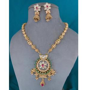 Beautiful Trendy <b>Gold</b> Polish Best Quality <b>Necklace</b> <b>Set</b> with <b>Earrings</b> for Women Wedding Parties Wear Collection For Women - Product Image 1