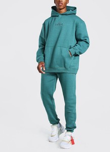 Chándal personalizado de algodón 100% de alta calidad con hombros caídos y bordado en 3D, conjunto de Jogger con capucha, chándal transpirable duradero para hombres - Product Image 6