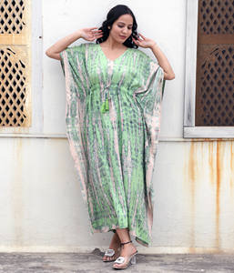 100% rayonne cravate teinture caftan doux indien fait à la main cravate teinture caftan longue Maxi Boho robe d'été longueur de plancher Caftan robe - Product Image 1