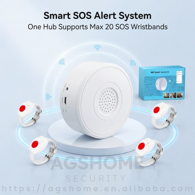 Portable Alert System SOS Panic Button Home Safety Elderly Patient 433mhz Bracelet Emergency Nurse Call App Push Notification