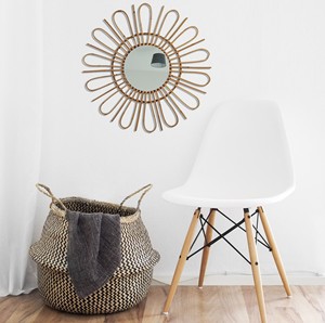 Espejos de pared con marco de madera iluminado de alta calidad al por mayor diseño tradicional para el interior del hogar embalado en caja de mimbre Ratán - Product Image 4