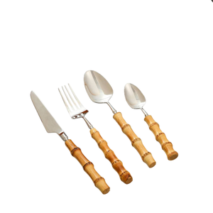 Ensemble de couverts en acier inoxydable de luxe avec manches en bois, couteau, fourchette, cuillère, pour restaurant et hôtel, en vente à prix réduit - Product Image 6