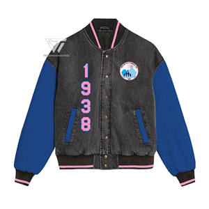 Custom Greek Jack and Jill of America Sorority Clothing Embroidered Letterman Varsity <b>Jeans</b> Denim Jacket Greek Paraphernalia - Product Image 1