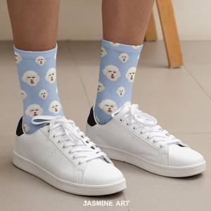 2024 personnalisé OEM haute qualité Polyester chien visage chaussettes de sport noël Performance extérieure tissé Sublimation Technique 10 paires - Product Image 4