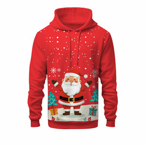 Sudadera con Capucha Unisex de Felpa de Algodón Roja, Temporada de Invierno, Logotipo Bordado con Pedrería en la Parte Delantera, Bolsillo Grande Personalizable - Product Image 2