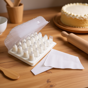 LA DOLCETTERIA Juego de 2 Bolsas para Decorar Pasteles de 44x25cm con 24 Boquillas Transparentes 5089 para Herramientas de Repostería GP y ME - Product Image 3