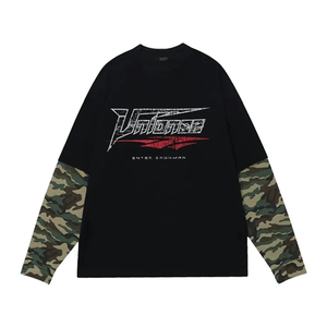 เสื้อยืดแขนยาวสำหรับผู้ชายโอเวอร์ไซซ์โอเวอร์ไซซ์สองชั้นของ2025 - Product Image 5