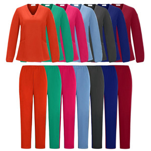 Hospital <b>Doctor</b> Uniform Extended Long Sleeve Medical Scrubs <b>Set</b> 100% Cotton Breathable Comfortable Unisex - Product Image 6