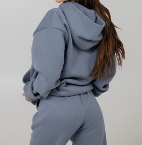 Fabricantes logotipo personalizado mujeres peso pesado en blanco de gran tamaño sudadera pantalones de chándal pulóver Jogger conjuntos holgado chándal para mujer - Product Image 4