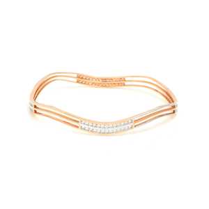 Elegant Dazzling Gold Diamond <b>Bracelet</b> Luxurious Zig Zag Pattern Bangles for Women - Product Image 1