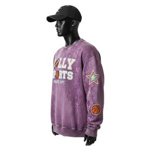 Sweat-shirt pour homme Sun Fade, coton premium GSM, molleton doux, lavage vintage, violet, logo imprimé en relief personnalisé, sweat-shirt basique pour homme - Product Image 3