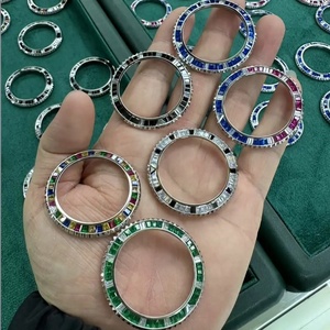 Lujo estriado piedras preciosas reloj bisel Baguette corte cuadrado reloj anillo zafiro rubí personalizado reloj piezas al por mayor - Product Image 6