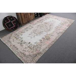 Tapis turc 5,3x9,6 pi (161x293 cm), tapis vintage blanc patchwork - Product Image 1
