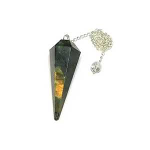 Pendule en cristal de Labradorite naturelle chaîne en argent poli pour Reiki guérison Chakra équilibrage radiesthésie amour mascotte - Product Image 6