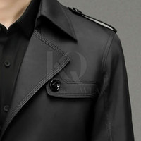 Manteau trench en cuir pour homme de style vintage, réversible, à simple boutonnage, en matériau premium, écologique, léger et respirant