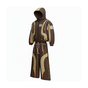 Ensemble coupe-vent 220 GSM en polyester de qualité supérieure avec panneau incurvé brun beige rouge tons logo personnalisé coupe-vent grande taille - Product Image 4