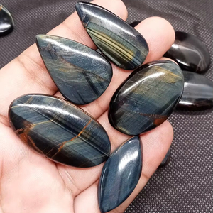 Vente en gros de cabochons en oeil de tigre naturels de haute qualité pierres précieuses tailles mixtes pour la fabrication de bijoux - Product Image 2