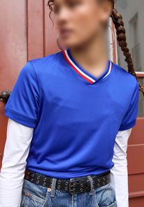 Maillot de football 100% polyester col en v à manches courtes maillot de football hauts personnaliser chemise classique hommes maillot de football - Product Image 3