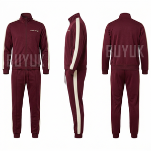 Light Blue <b>Navy</b> Color Block Tracksuit Hooded Full Sleeve Zipper Sporty Casual Autumn Wear Polyester Cotton Regular Fit <b>Joggers</b> - Product Image 2