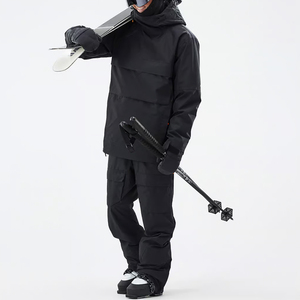 Anorak Black Ski Jacket Snowboard Hood Waterproof Breathable Zipper Pockets Unisex Ski Overalls Custom Low MOQ Fast Shipping - Product Image 6