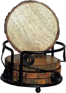 Drink Coaster Set, Tabletop Protection Decor, with Holder Wooden Absorbent Coasters, Epoxy Resin Coaster for Coffee Table, - Product Image 4