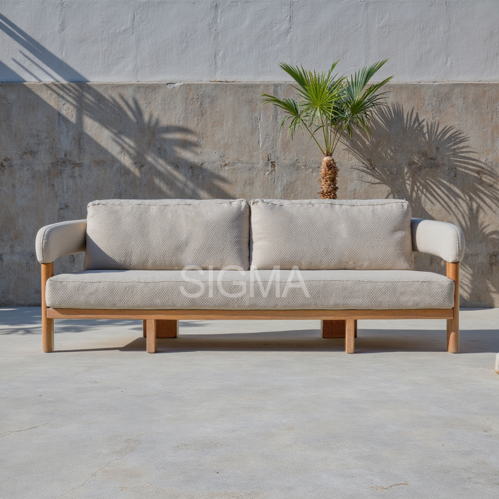 Teak Wood Patio Hotel Furniture Backyard Outdoor Teak Garden Sofa Set With Cushions Modern Teak Wood Furniture  JINHUA SIGMA